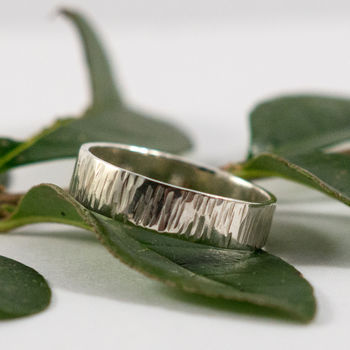 Bark Effect Wedding Bands In Eco Silver, 5 of 11