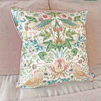 Pink Strawberry Thief William Morris 18' Cushion Cover, 6 of 7