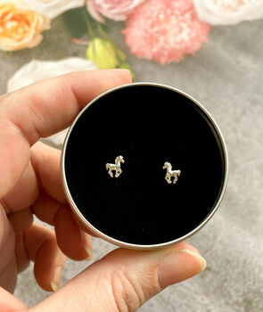 Sterling Silver Horse Earrings In A Gift Tin, 4 of 11