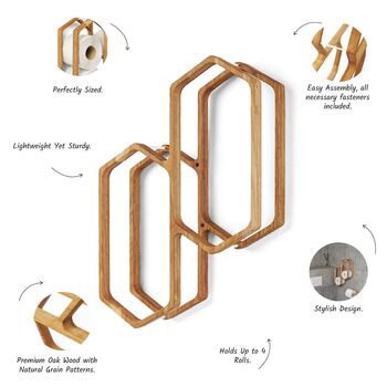 Scandi Oak Wood Toilet Paper Holder, 6 of 11