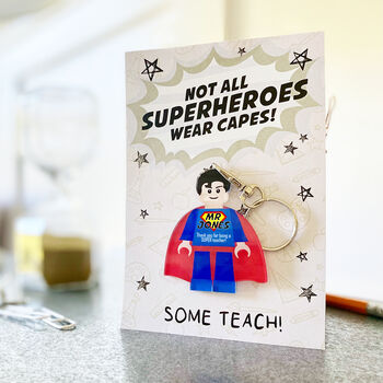 Personalised Teacher ‘Superhero’ Minifigure Keyring, 4 of 4
