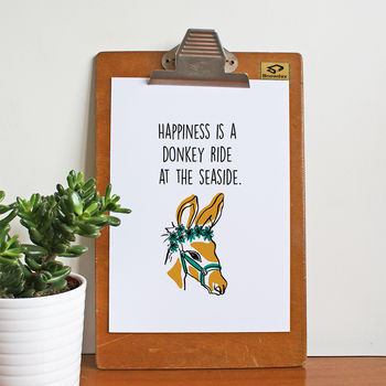 'Happiness Is A Donkey Ride At The Seaside' Art Print, 2 of 2
