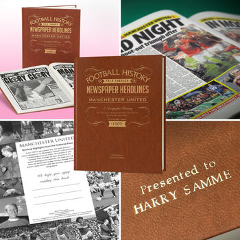 Manchester United Personalised Football Gift Man Utd Newspaper History Book, 8 of 12