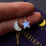Moonstone Moon And Star Threader Earrings, thumbnail 3 of 12