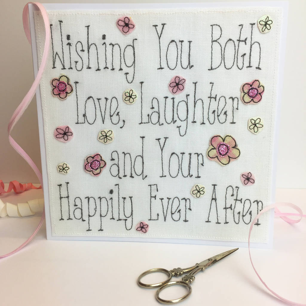 Embroidered Love And Laughter Wedding Card, 1 of 2
