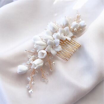 Gold Floral Bridal Hair Comb, 9 of 9