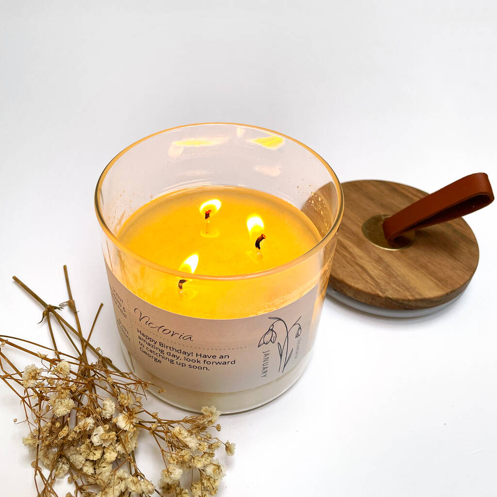 Personalised Large Birthday Candle With Birth Flower By Zesty Lemons
