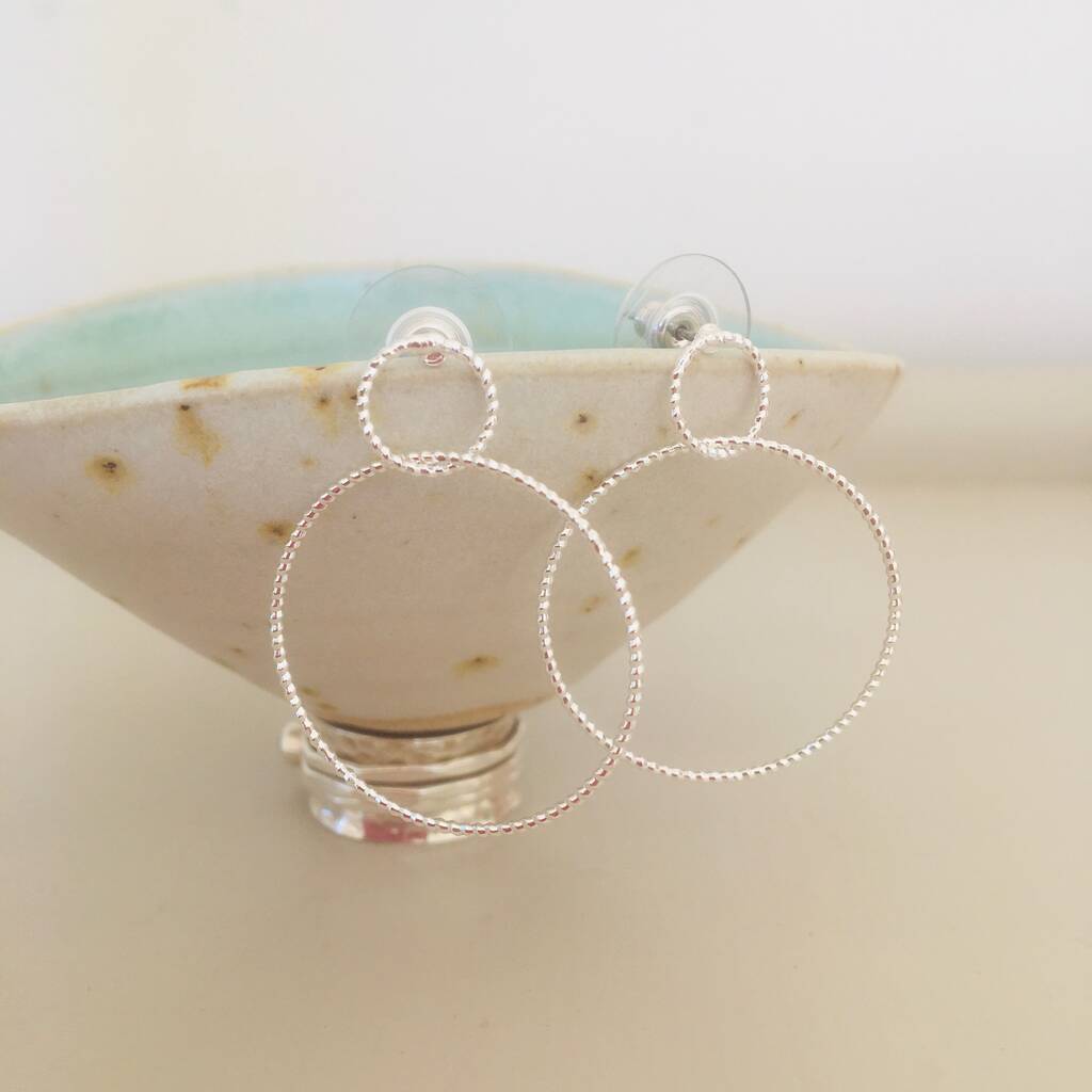 Silver Plated Large Double Hoop Earrings By Chapel Cards