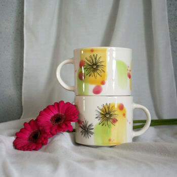 Yellow Green Ceramic Mug Daisy Flower, 3 of 3