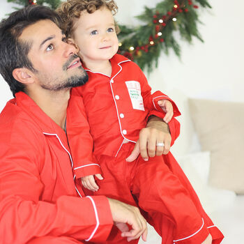 Personalised Matching Red Christmas Pyjamas For Dad And Child Santa Letter Pj, 3 of 6