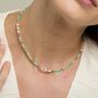 Clara Necklace With Turquoise, Green Quartz And Pearls, thumbnail 1 of 5