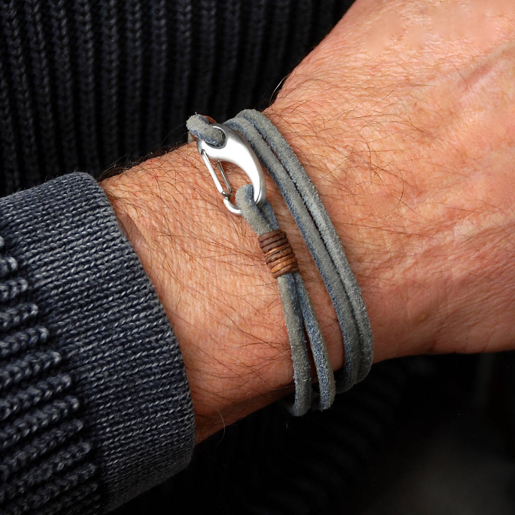personalised men's suede double wrap bracelet by penelopetom