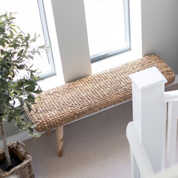 Wooden Hallway Bench With Wicker, 2 of 12