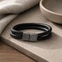 Men's Personalised Leather And Black Clasp Bracelet, thumbnail 6 of 9