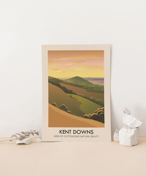 Kent Downs Aonb Travel Poster Art Print, 3 of 8