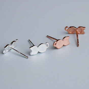 Brushed Sterling Silver Cat Stud Earrings, 5 of 5