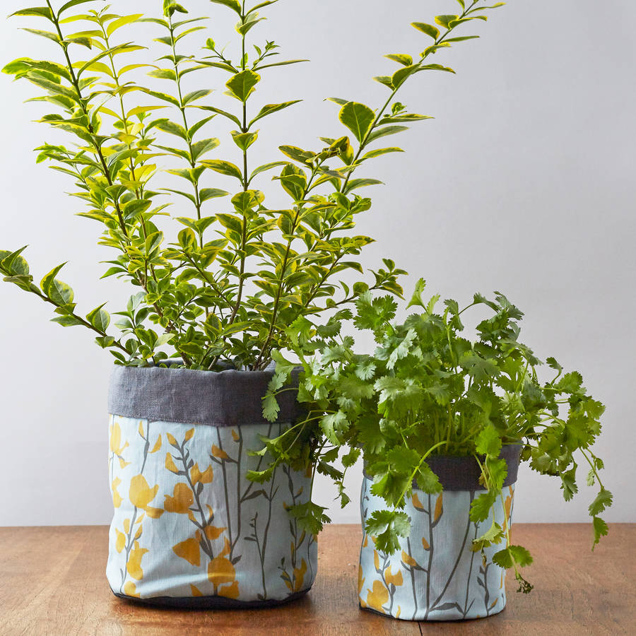 fabric plant pot or storage pot by lorna syson