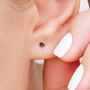 Mini Sterling Silver Flame Red Opal Stud Earrings, thumbnail 2 of 11