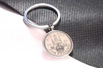 1945 80th Birthday One Shilling Coin Keyring, 2 of 3