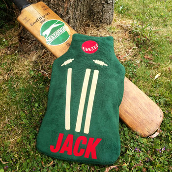 Cricket Personalised Fleece Hot Water Bottle Cover, 3 of 5