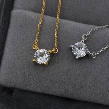 Extra Tiny Cz Necklace In Sterling Silver, 3 of 12