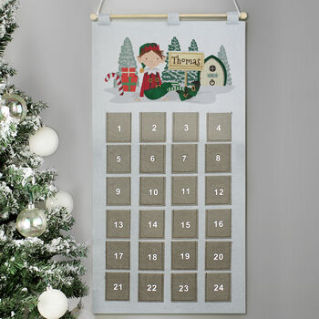 Personalised Elf Advent Calendar In Silver Grey, 3 of 3