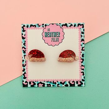 Christmas Santa Hat Glitter Studs, 5 of 5