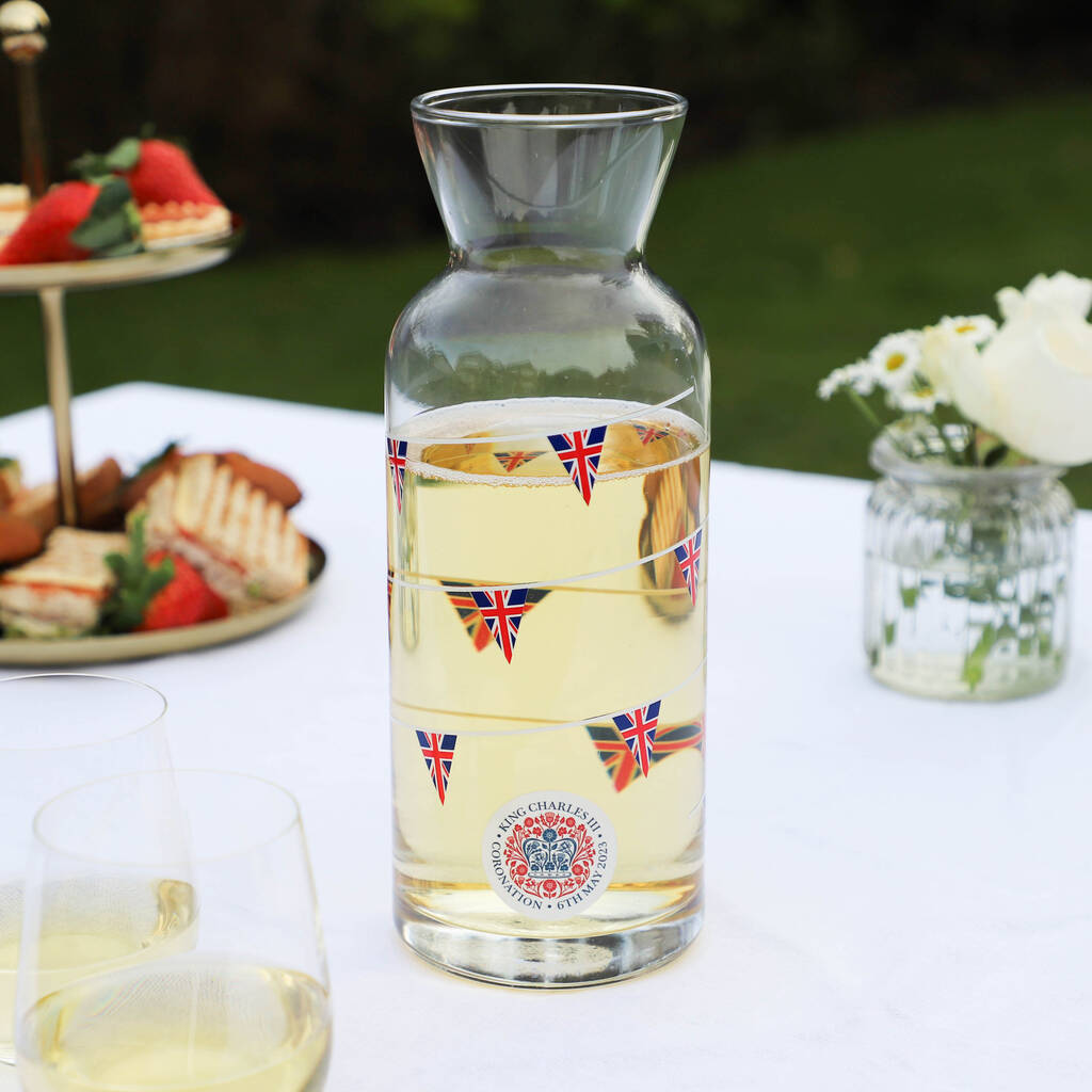Great Britain Bunting King's Coronation Glass Carafe, 1 of 5