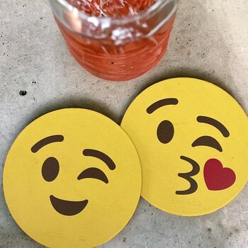Custom Emoji Leather Drink Coaster, 5 of 5