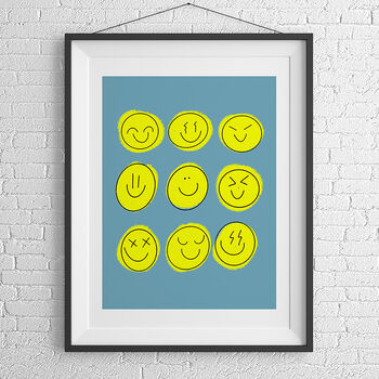 Smiley Faces Wall Art Print, 2 of 3
