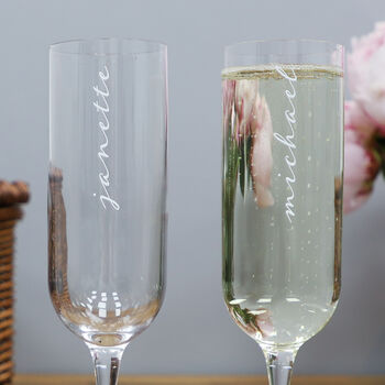 Personalised Script Name Champagne Flute Set Of Two, 4 of 10