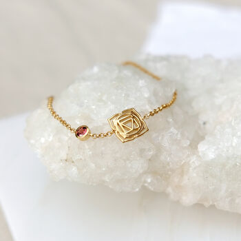 Root Chakra Garnet Sterling Silver / Gold Plated Bracelet, 3 of 11