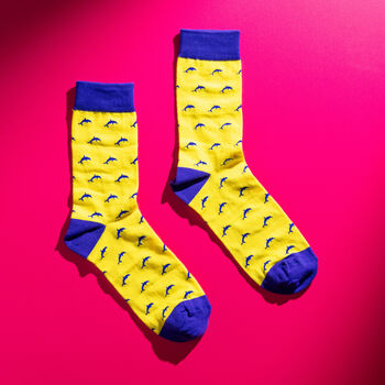 Persona Bold Colourful Mens Socks, Egyptian Cotton, Soft, Durable And Breathable Novelty Socks, Dolphin Pattern, Gift For Him, 4 of 5