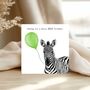 Wild Zebra Birthday Greeting Card, thumbnail 1 of 6