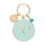 70th Birthday Keyring – Gold And Teal Confetti Number Keychain Gift, thumbnail 1 of 2