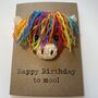 Rainbow Highland Cow Crochet Birthday Card Handmade Moo, thumbnail 1 of 11