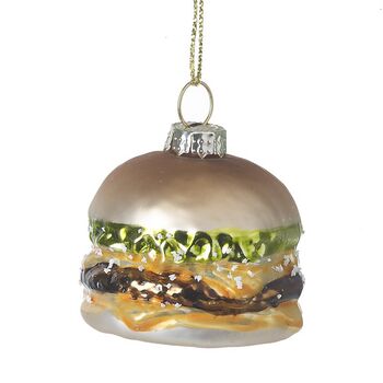 Glass Hanging Burger Bauble Christmas Tree Decoration, 2 of 2