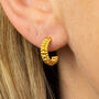 Yellow Gold Plated Beaded Half Hoop Earrings, thumbnail 2 of 9