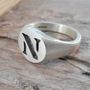 Personalised Stencil Silver Signet Ring, thumbnail 1 of 4