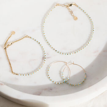 Larimar And Gold Large Hoops, 3 of 4
