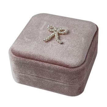 Pearl Bow And Velvet Ring And Earring Jewellery Box, 8 of 11
