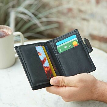 Personalised Black Buffalo Leather Credit Card Case, 3 of 8