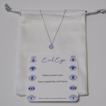 Sterling Silver Evil Eye Dainty Necklace, 5 of 7