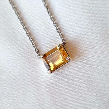 Citrine Necklace In Sterling Silver And Gold Vermeil, 4 of 9