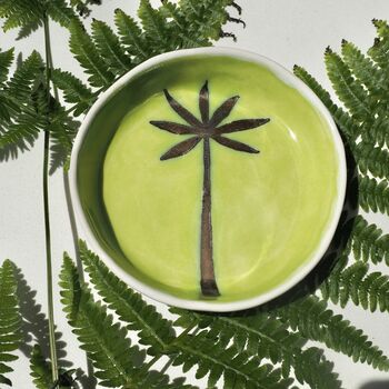 Handmade Green And Gold Palm Tree Ring Dish, 2 of 5