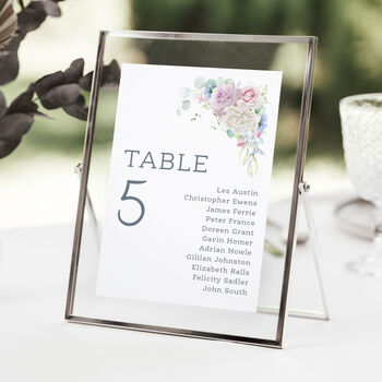 Wedding Seating Plan Cards Pink, Blue And White Florals, 4 of 6