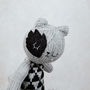 Suzie The Handknit Grey Geometric Print Cat, thumbnail 3 of 5