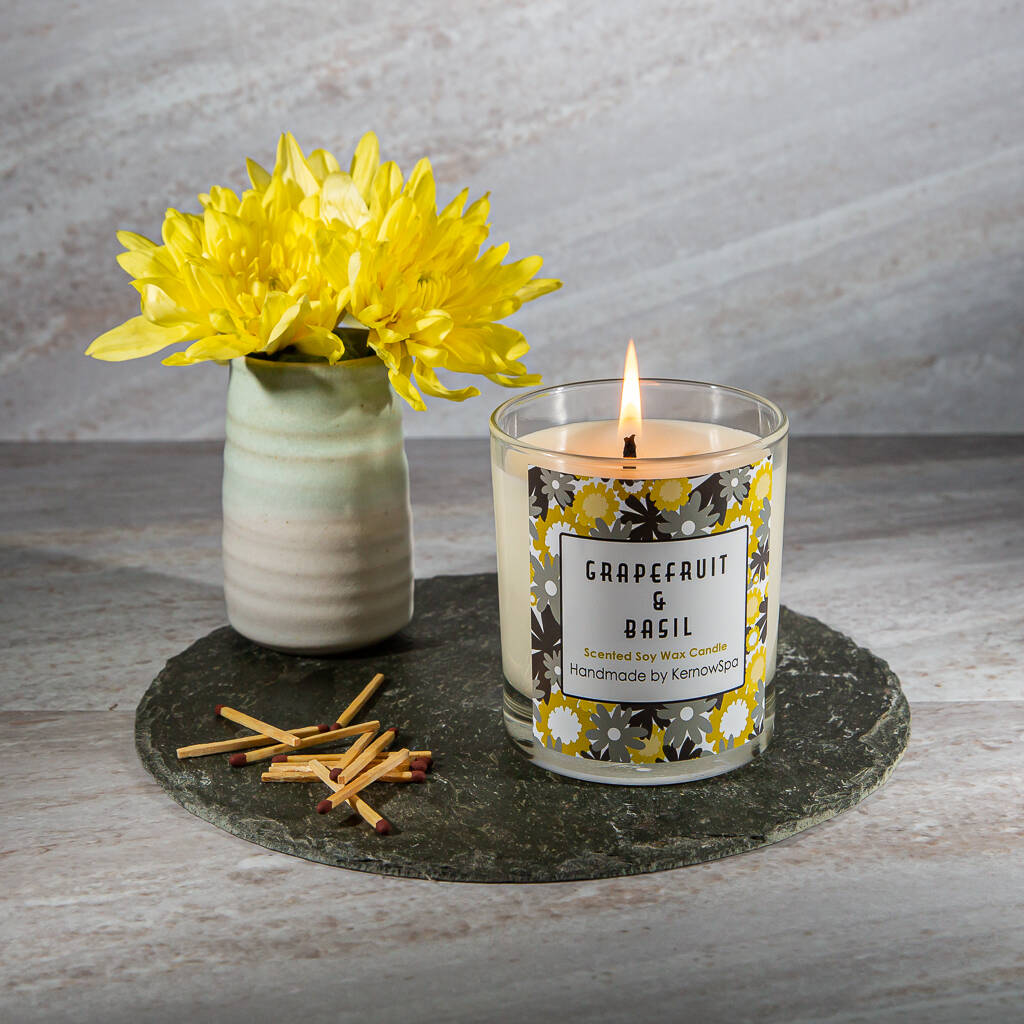 Grapefruit And Basil Candle Unpackaged By KernowSpa