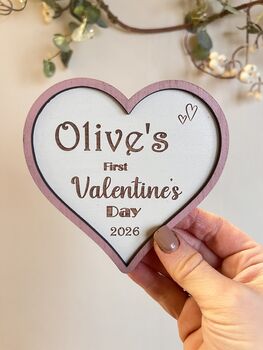 Baby’s First Valentine’s Day Plaque Personalised Sign, 9 of 10