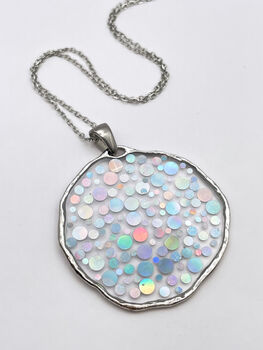 Festive Disco Necklace With Silver Sparkles In Medium Size, 2 of 11